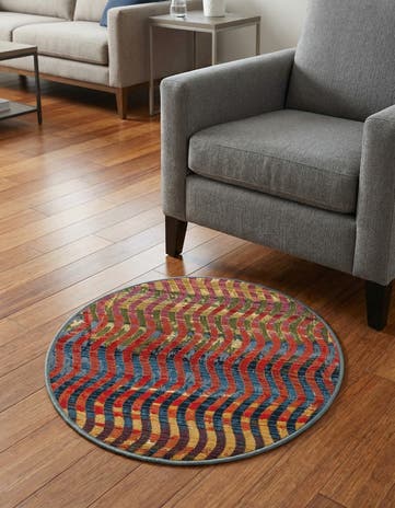 2' 7 x 2' 7 Easy-Clean Modern Indoor / Outdoor Round Rug