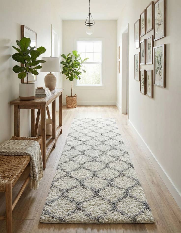 Detail image of 2' 7 x 10' Trellis Shag Runner Rug