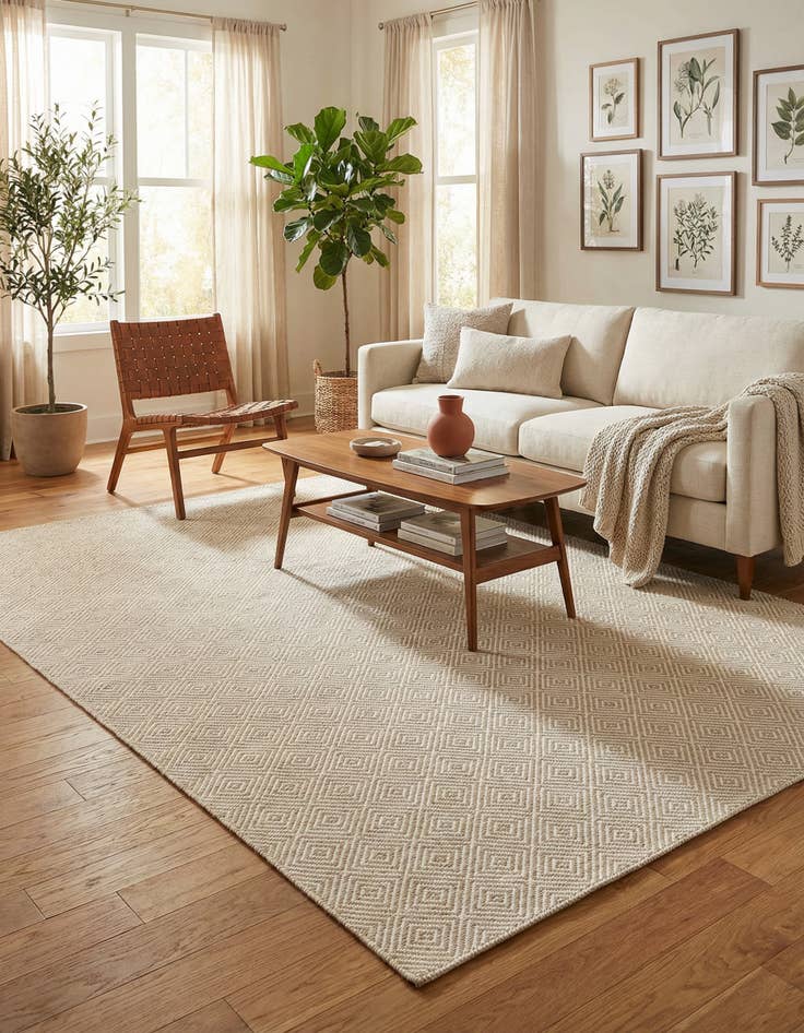 Detail image of 5' 1 x 8'  Hand Woven Geo Trellis Flatweave Rug