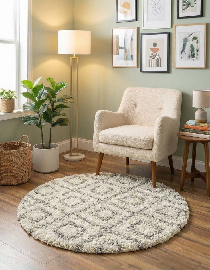 Detail image of 3' 3 x 3' 3 Lattice Shag Round Rug