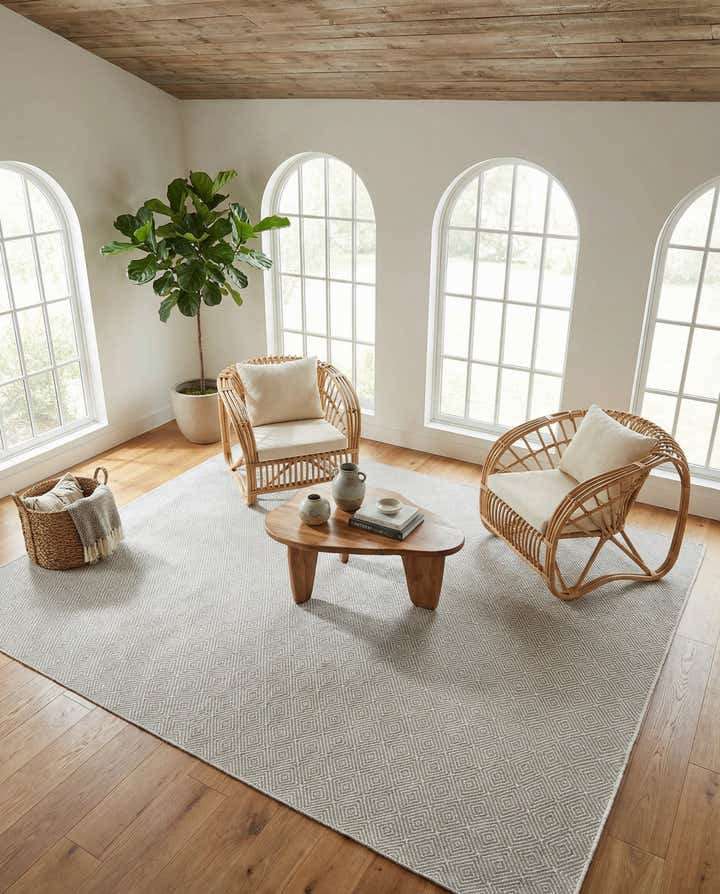 10' x 10' Hand Woven Geo Trellis Flatweave Square Rug