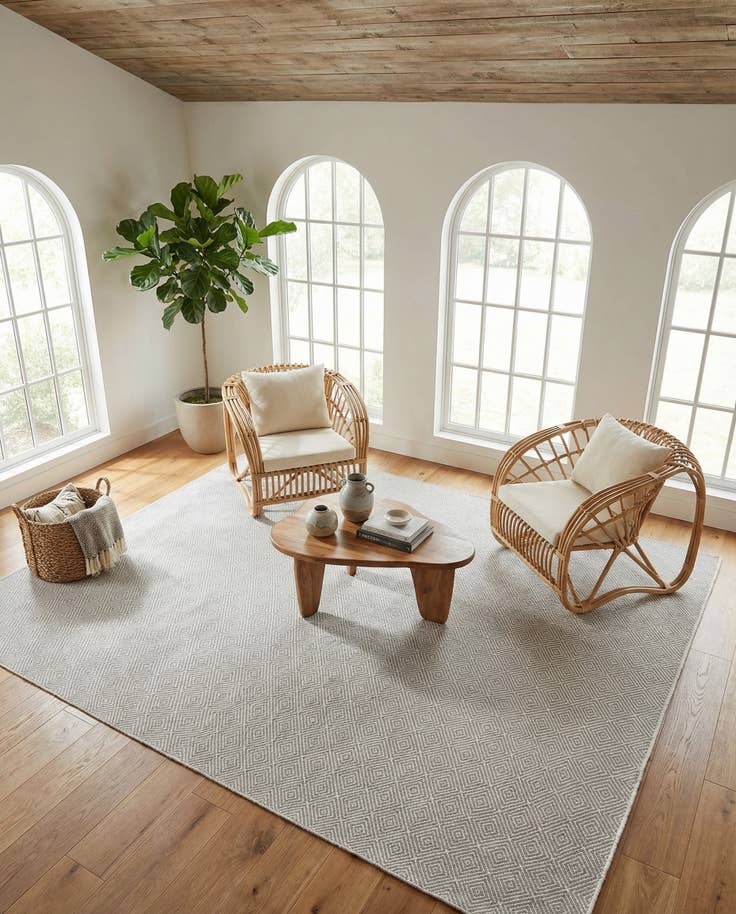 Detail image of 10' x 10' Hand Woven Geo Trellis Flatweave Square Rug