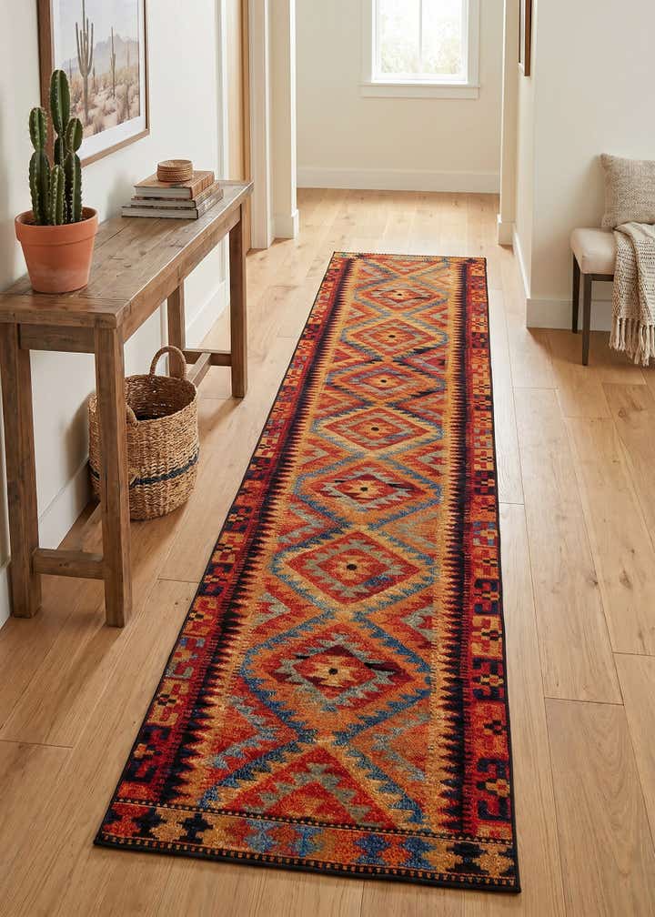 2' 7 x 12' Easy-Clean Tribal Indoor / Outdoor Runner Rug