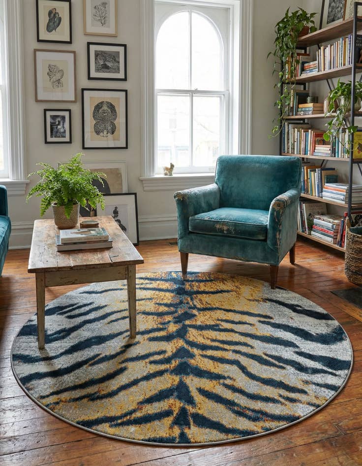 Detail image of 5' 3 x 5' 3 Kamala Washable Round Rug