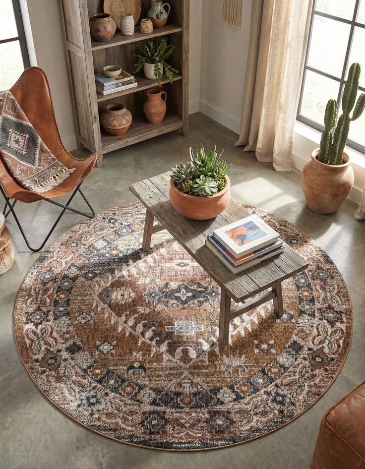 Detail image of 5' 3 x 5' 3 Eco Southwestern Round Rug