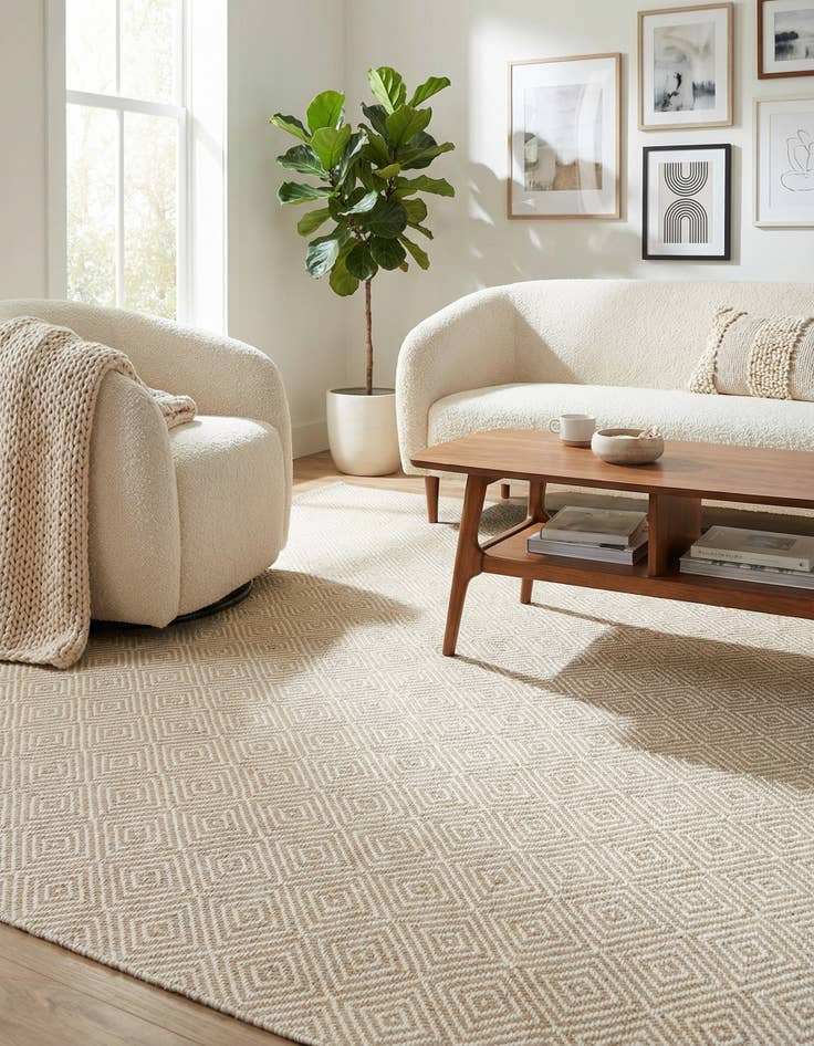 Detail image of 6' 1 x 9'  Hand Woven Geo Trellis Flatweave Rug