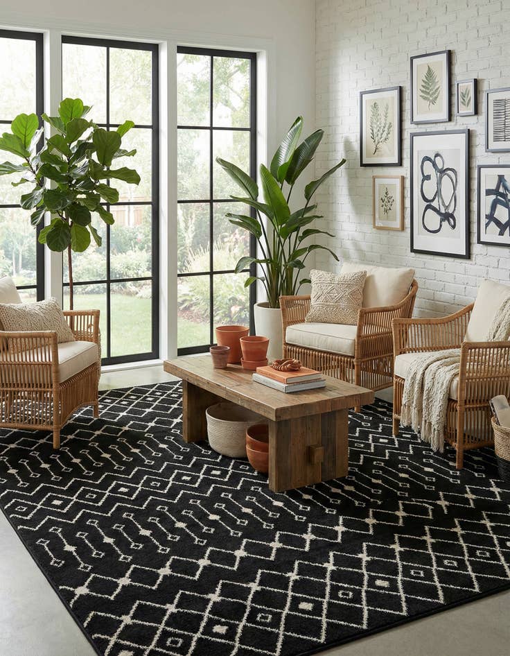 Detail image of  10' x 10' Moroccan Trellis Square Rug