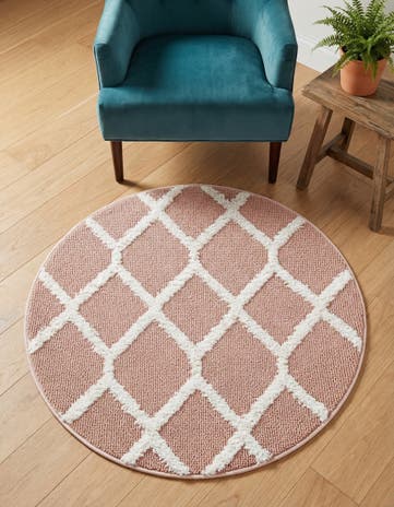 Pink Boho Round Rug