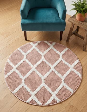 Pink Boho Round Rug