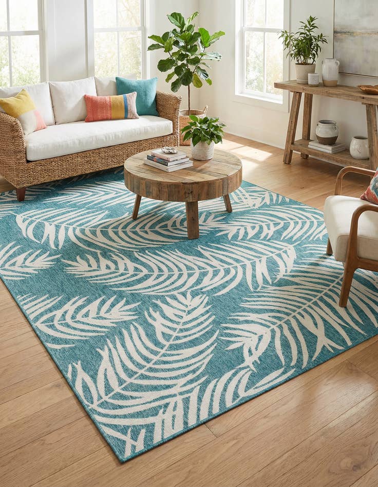 Detail image of 10' x 13'  Washable Botanical Indoor / Outdoor Rug