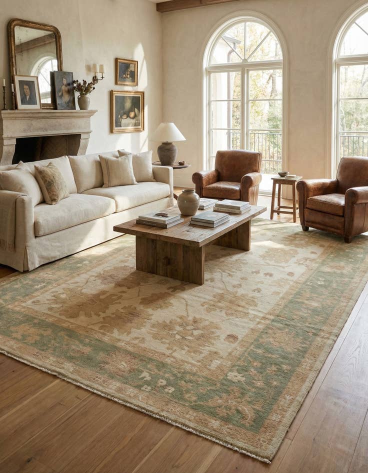 Detail image of 8' 4 x 9' 10 Hand Knotted Oushak Wool Rug