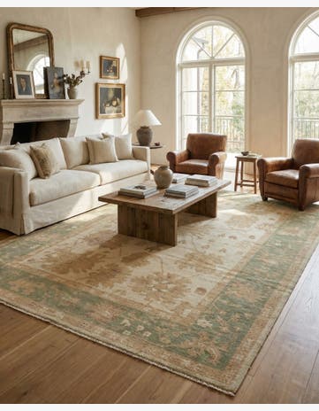 8' 4 x 9' 10 Hand Knotted Oushak Wool Rug