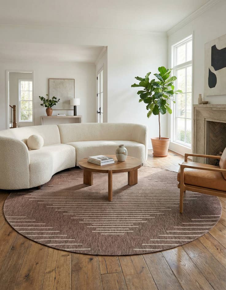 Detail image of 13' x 13'  Washable Modern Indoor / Outdoor Round Rug