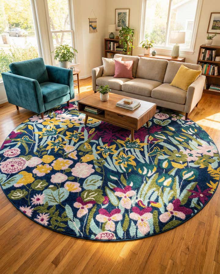 240cm x 240cm Bloom Rund Teppich