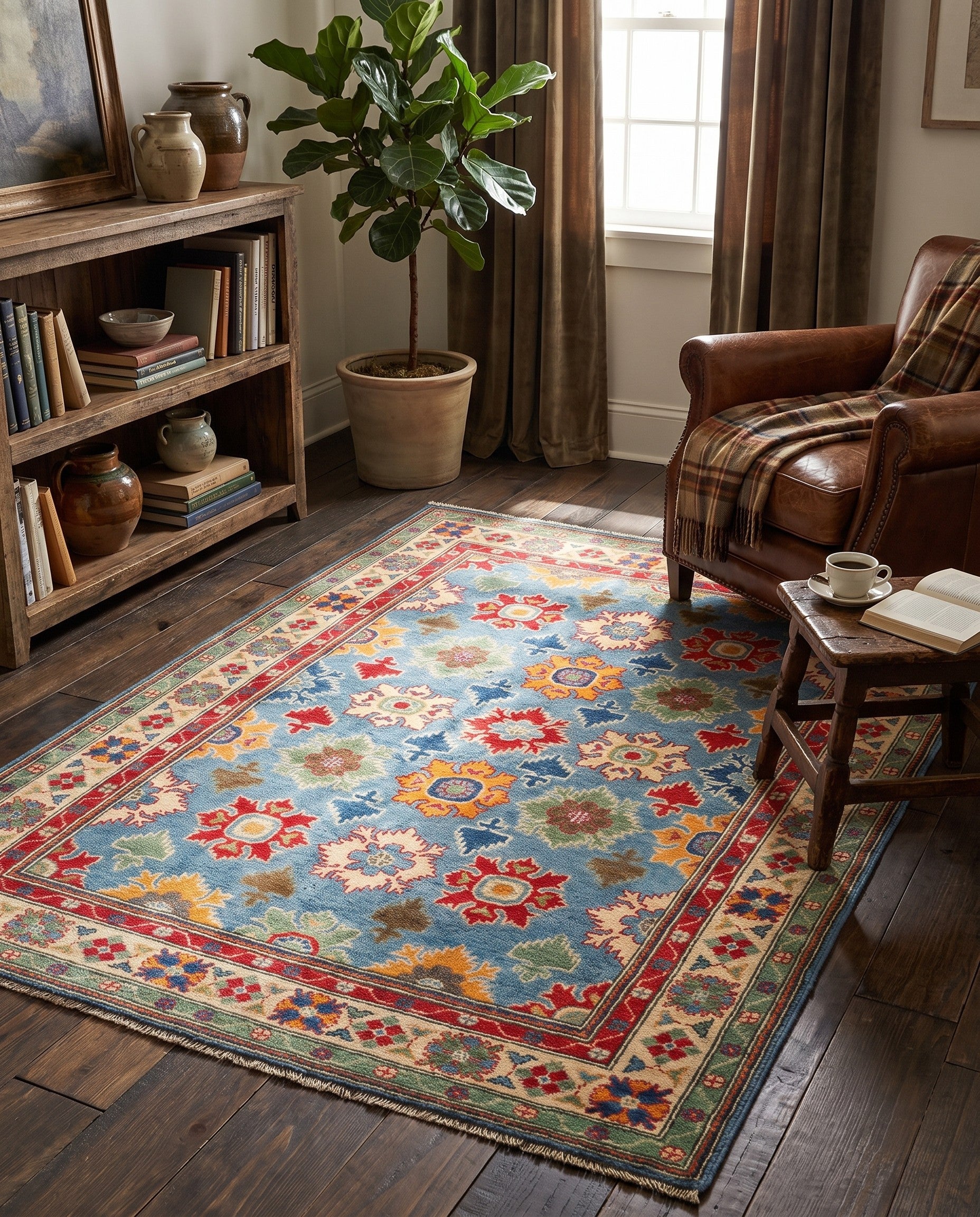 155cm x 215cm Hand Knotted Kazak Rug