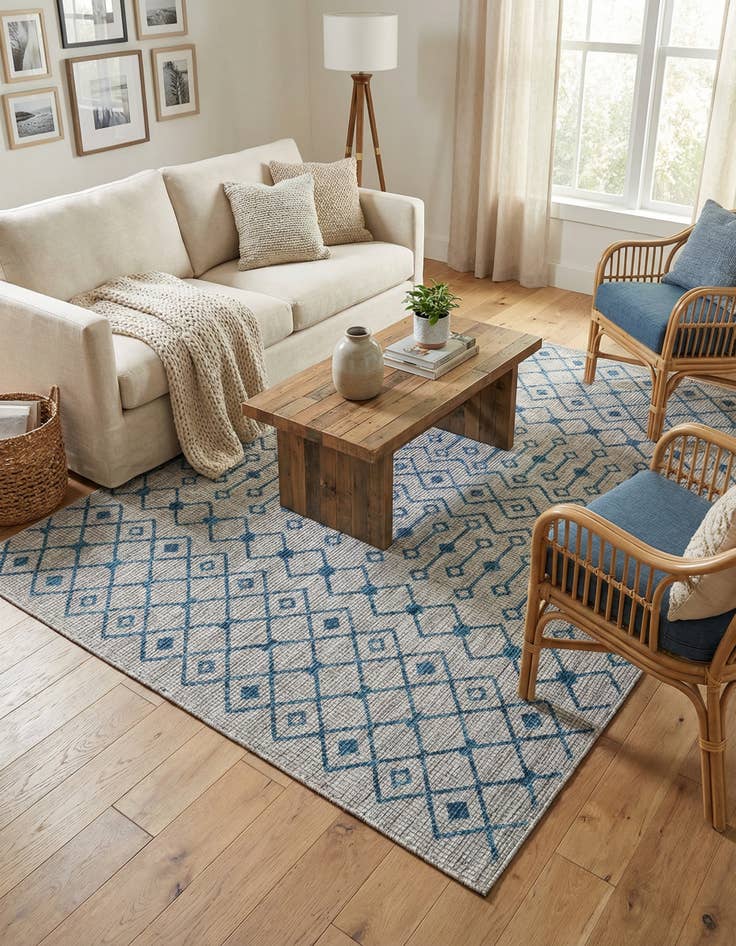 Detail image of 5' x 8'  Washable Trellis Indoor / Outdoor Rug