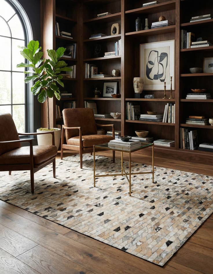 Detail image of 5' 3 x 7' 5 Cowhide Stocks Rug