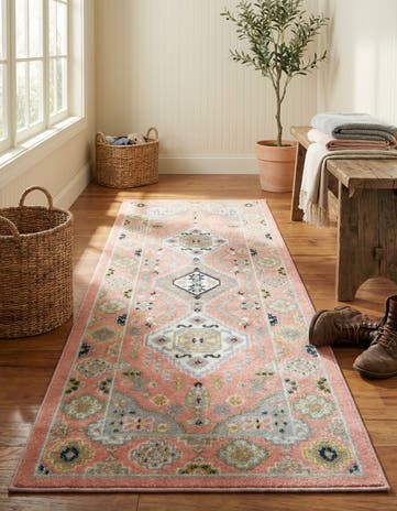 Rose Pink Kamala Washable Runner Rug
