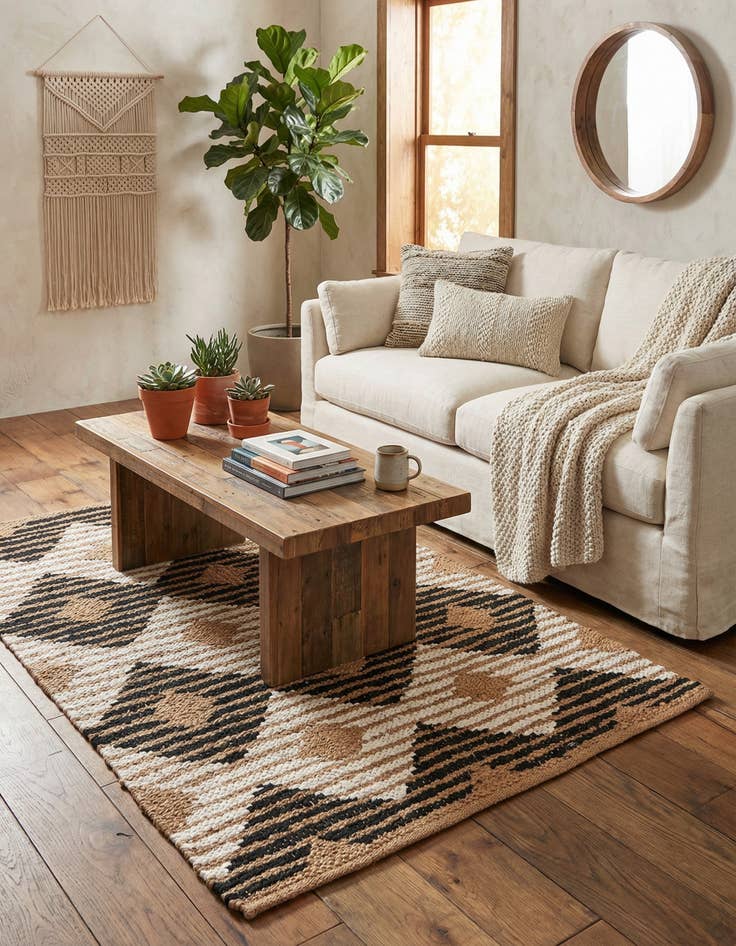 Detail image of 4' 1 x 6' 1  Hand Woven Chindi Jute Rug