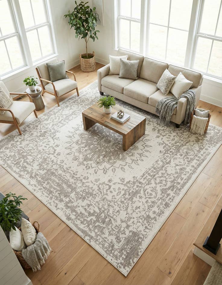 Detail image of 10' x 10'  Washable Traditional Indoor / Outdoor Square Rug