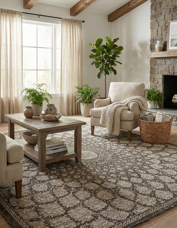 Detail image of 7' 10 x 7' 10 Chenille Jute Square Rug