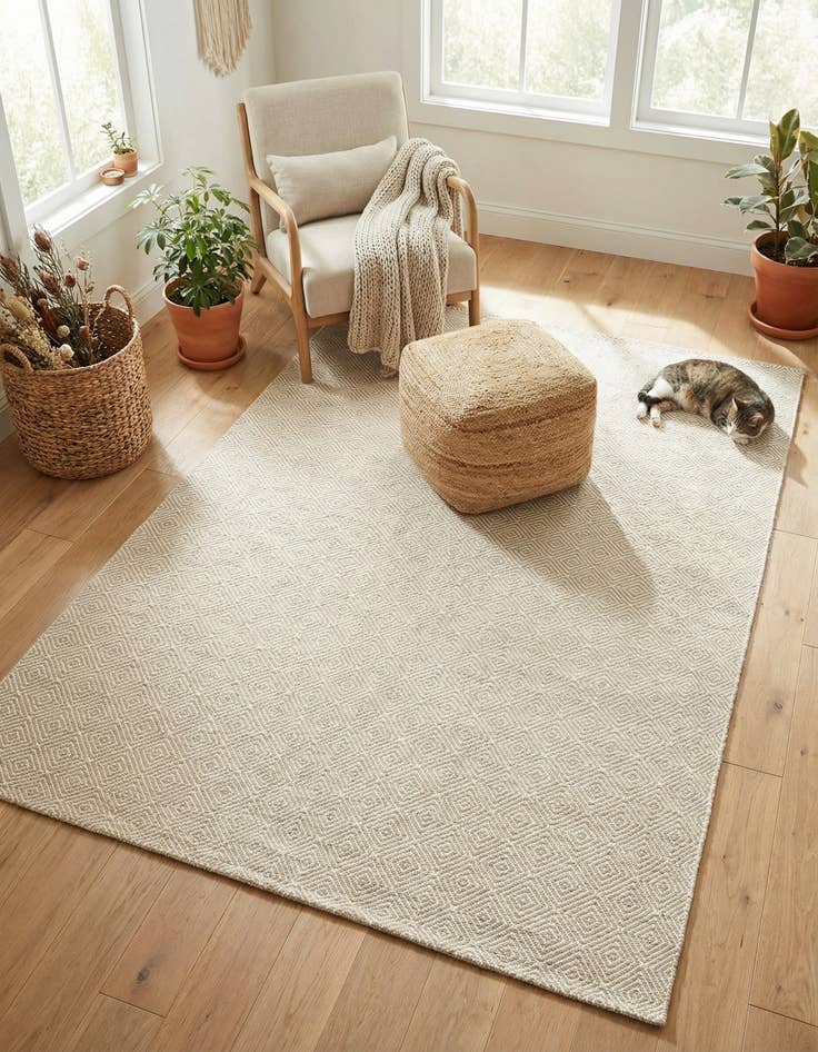 Detail image of 6' 1 x 9' Hand Woven Geo Trellis Flatweave Rug