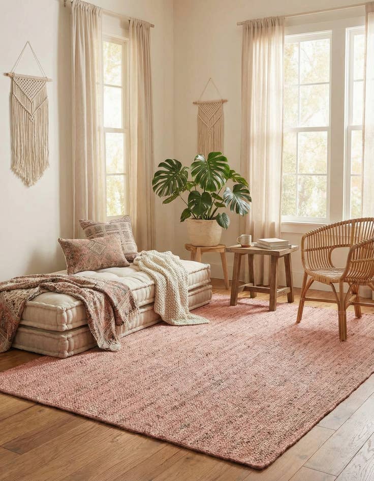 Detail image of 5' 1 x 8'  Hand Braided Jute Rug