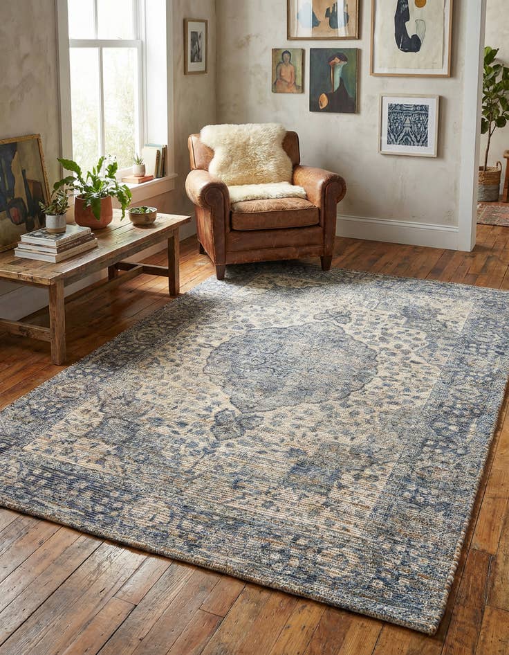 Detail image of 6' 1 x 9'  Hand Woven Chenille Jute Rug