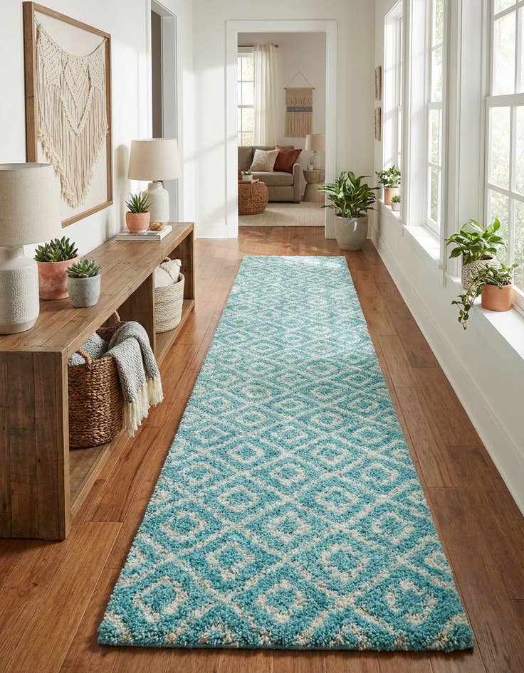 Detail image of 3' 3 x 16' 5 Trellis Shag Runner Rug