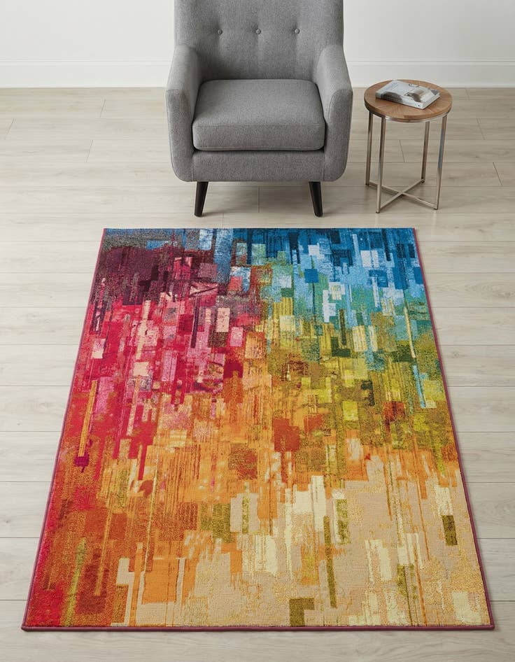 Detail image of  3' 3 x 5' 3  Washable Modern Indoor / Outdoor Rug