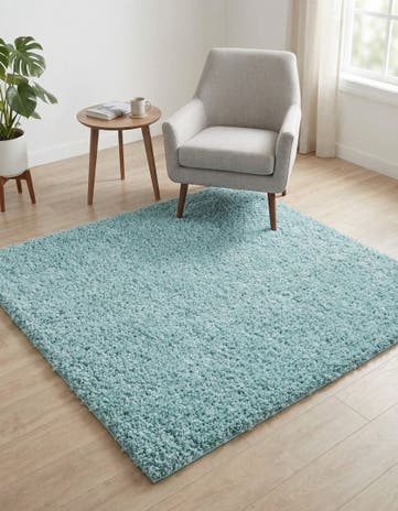 Turquoise Everyday Shag Square Rug