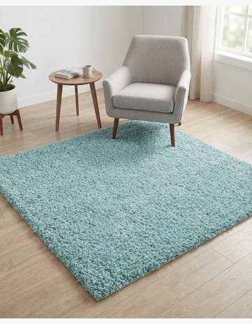 Turquoise Everyday Shag Square Rug