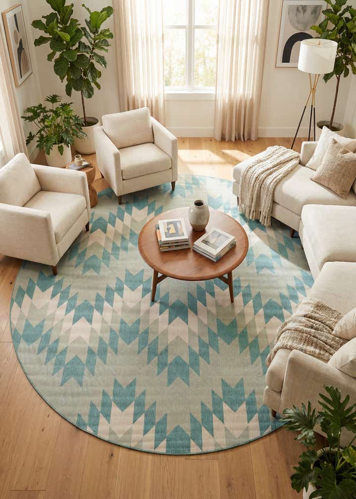 13' x 13' Easy-Clean Modern Indoor / Outdoor Round Rug