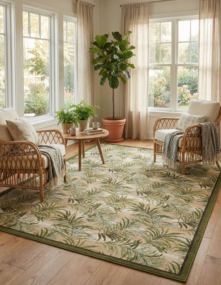 Detail image of 7' 10 x 10' Washable Botanical Indoor / Outdoor Rug