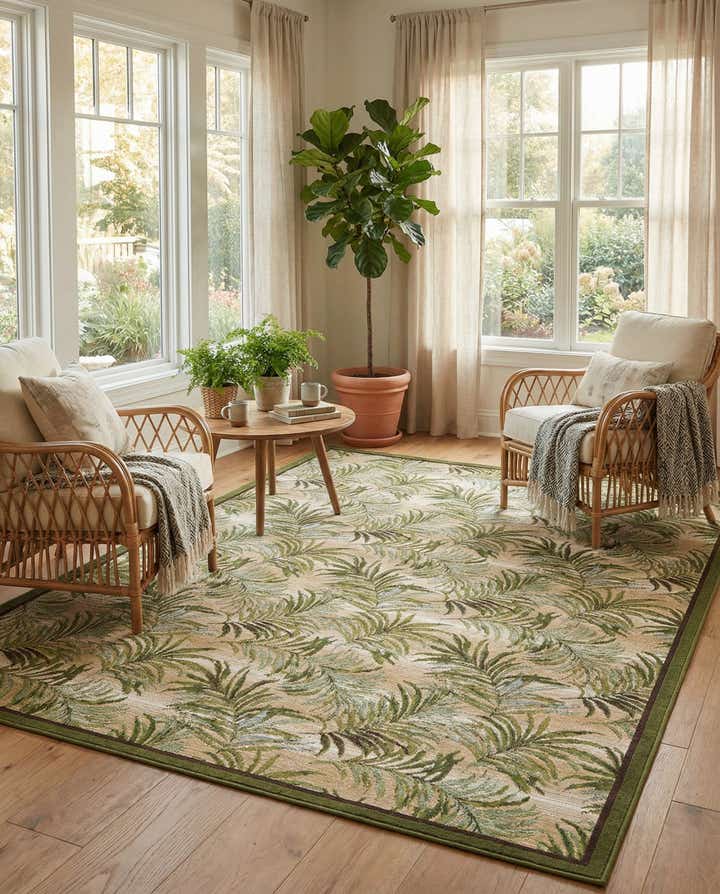 7' 10 x 10' Easy-Clean Botanical Indoor / Outdoor Rug