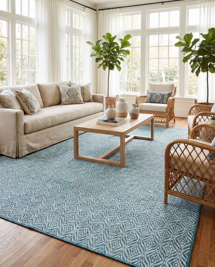 Detail image of 9' x 12' 2 Easy-Clean Lattice Indoor / Outdoor Rug