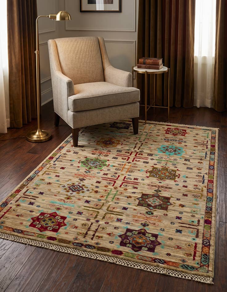 Detail image of 3' 5 x 4' 10 Hand Knotted Ariana Ziegler Rug