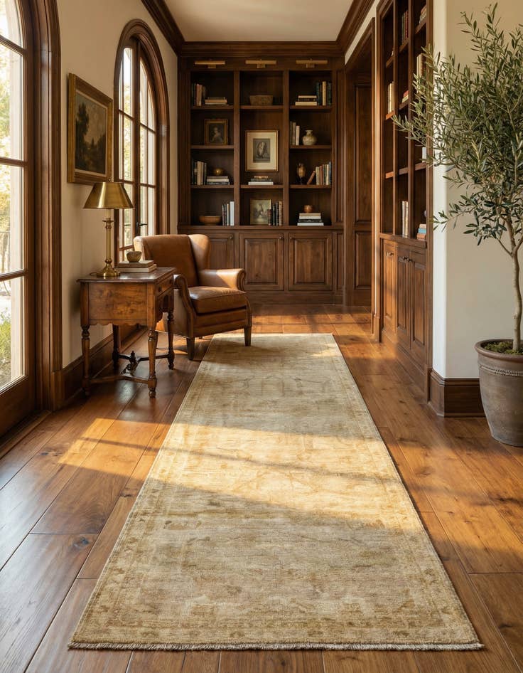 Detail image of 3' 3 x 11' 8 Hand Knotted Oushak Wool Runner Rug