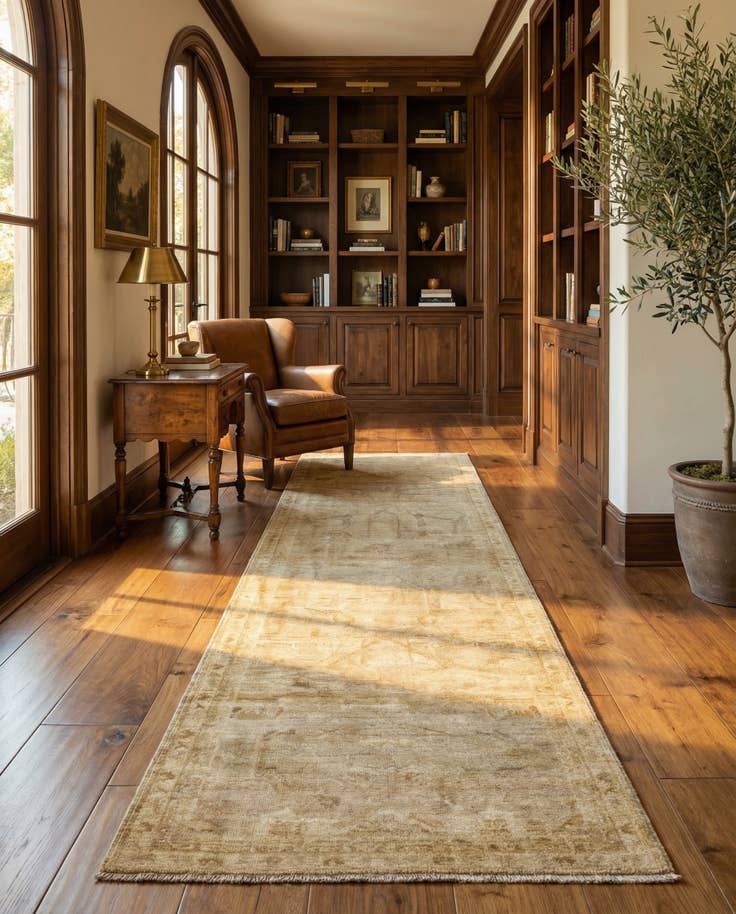 Detail image of 3' 3 x 11' 8 Hand Knotted Oushak Wool Runner Rug