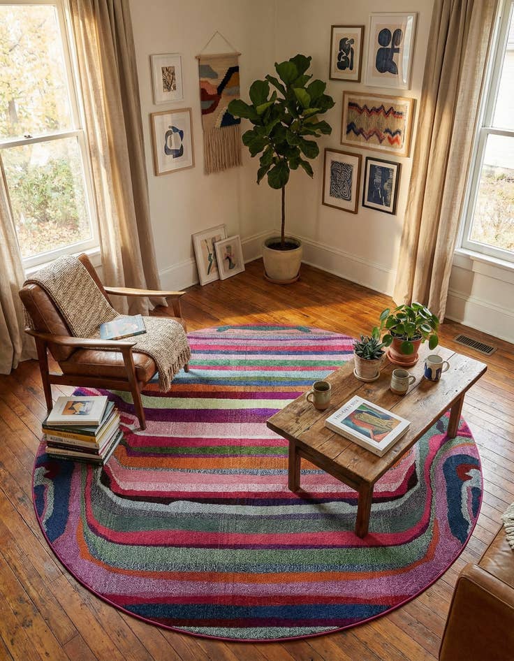 Detail image of 8' x 8'  Washable Spectrum Round Rug