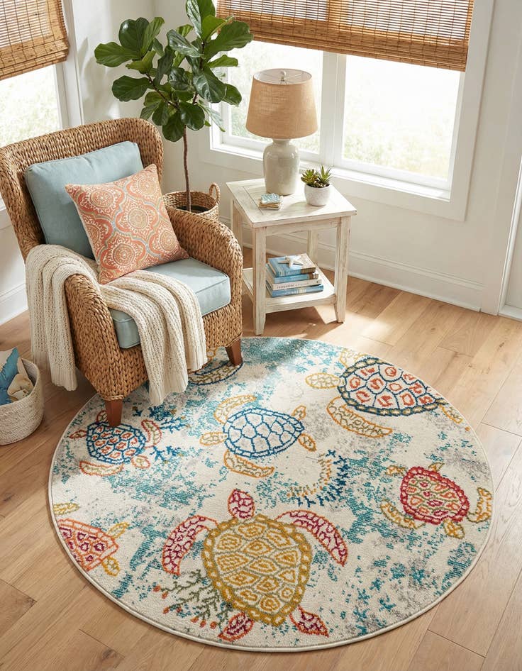 Detail image of 4' x 4' Washable Amalfi Round Rug
