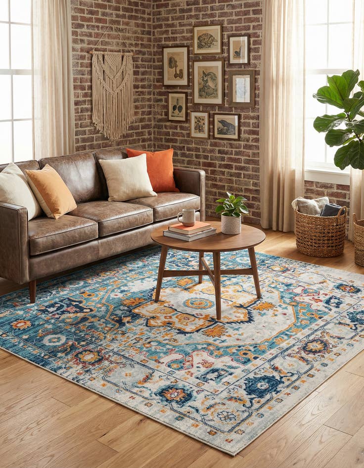 Detail image of 7' 10 x 7' 10 Madeline Vintage Square Rug