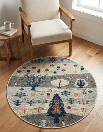 3' 3 x 3' 3 Washable Vivid Round Rug