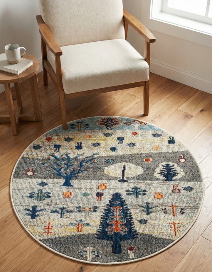 3' 3 x 3' 3 Washable Vivid Round Rug