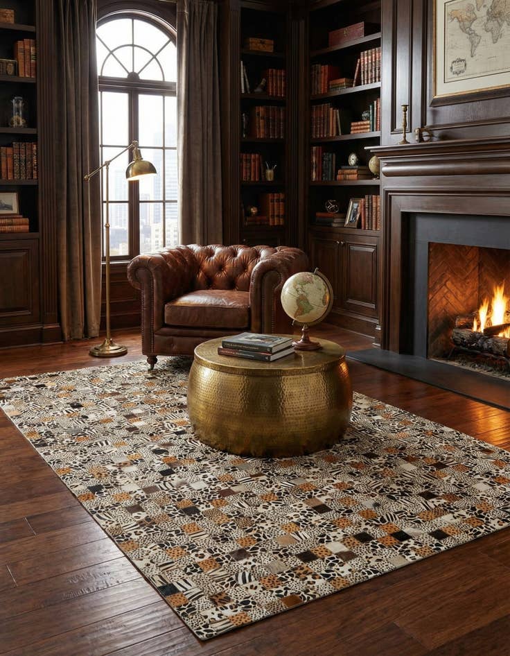 Detail image of 5' 1 x 8' Cowhide Leather Rug