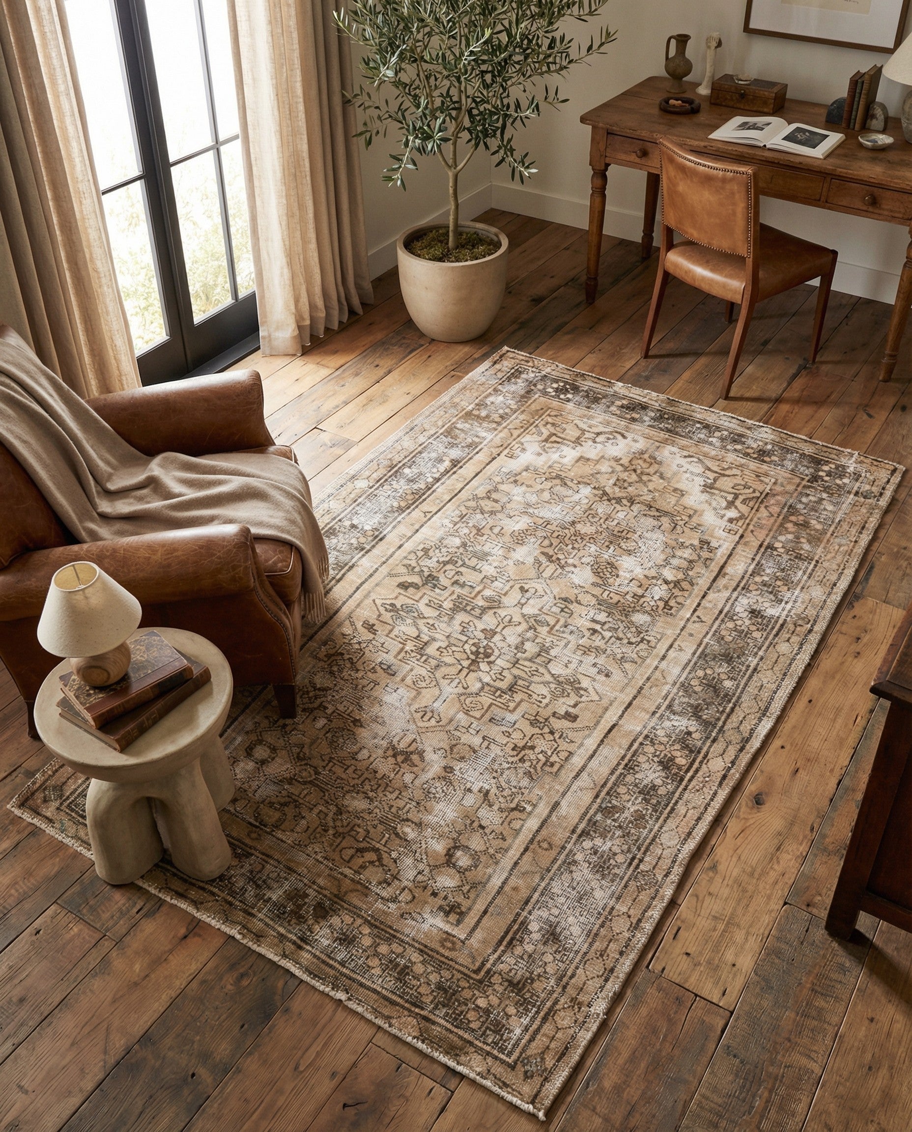 115cm x 190cm Hand Knotted Ultra Vintage Persian Wool Rug