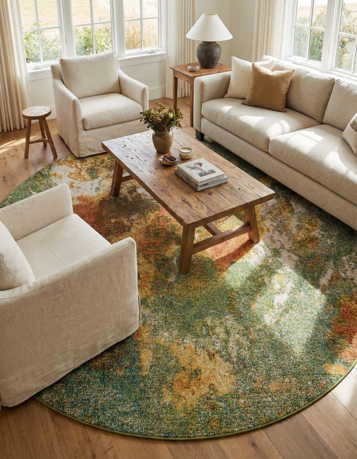 Detail image of 7' 10 x 7' 10  Washable Haerfest Round Rug