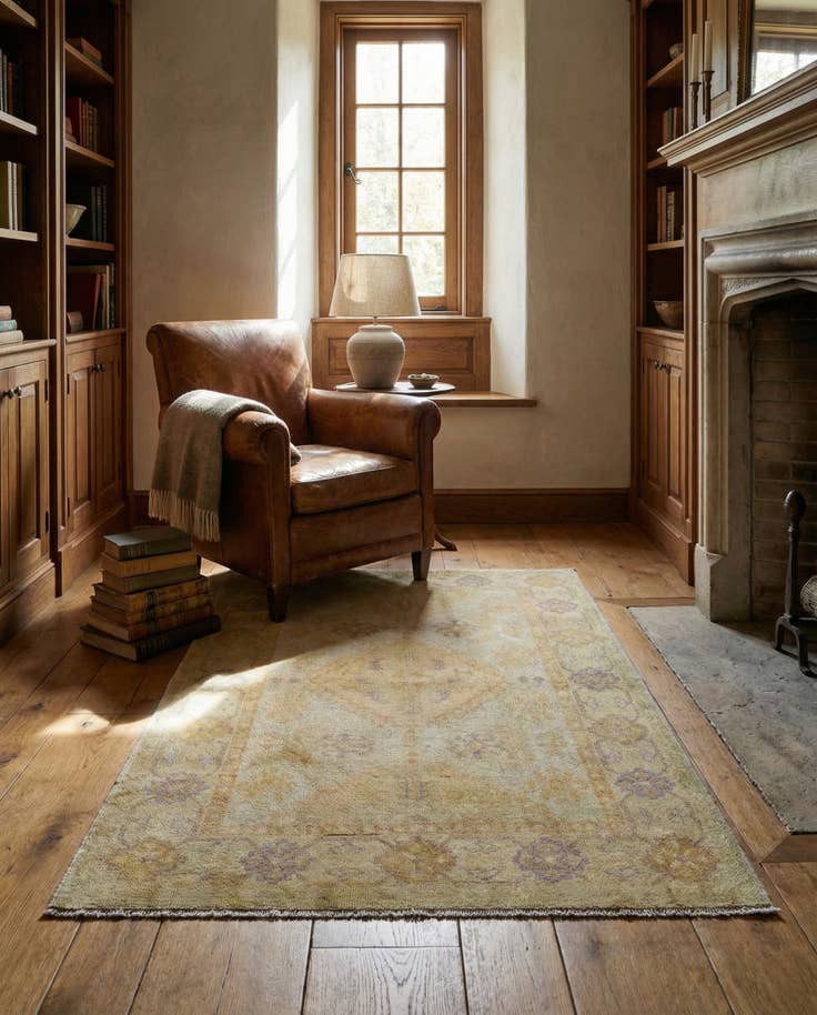 Detail image of 3' 5 x 4' 9 Hand Knotted Oushak Wool Rug