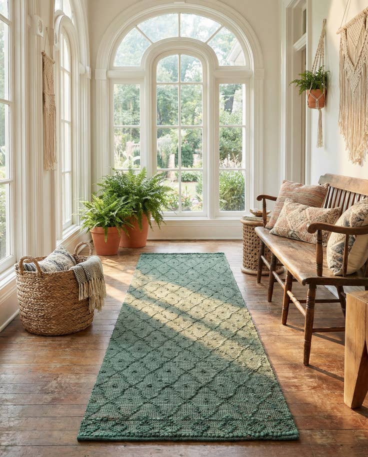 Detail image of 2' 7 x 9' 10 Hand Woven Larsa Jute Runner Rug