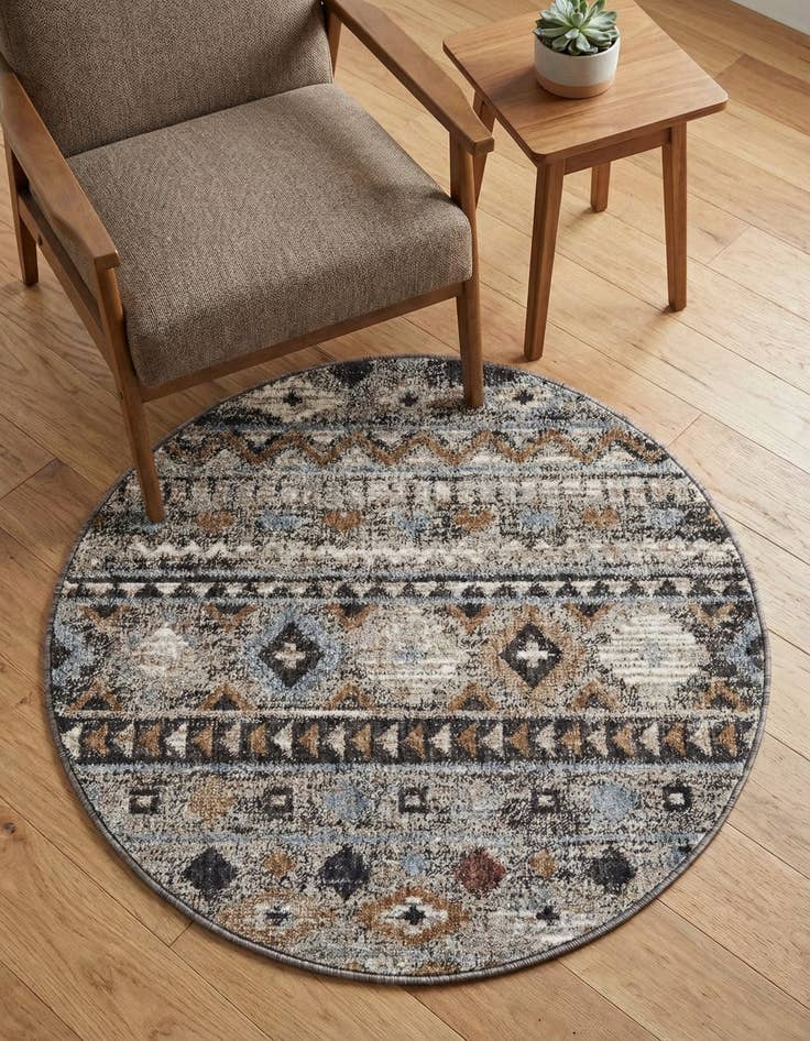 Detail image of 3' 3 x 3' 3 Eco Southwestern Round Rug